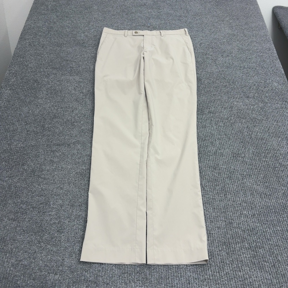 Uniqlo Kando Pants Mens 32x34 Beige Polyester Performance Golf Chinos Casual